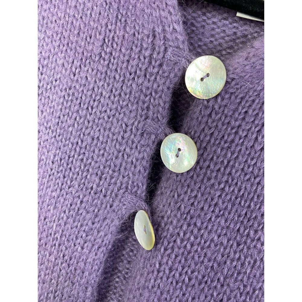 Soft Surroundings Purple Hooded Knit Cardigan Sweater Size Medium Wool Angora - Picture 4 of 13